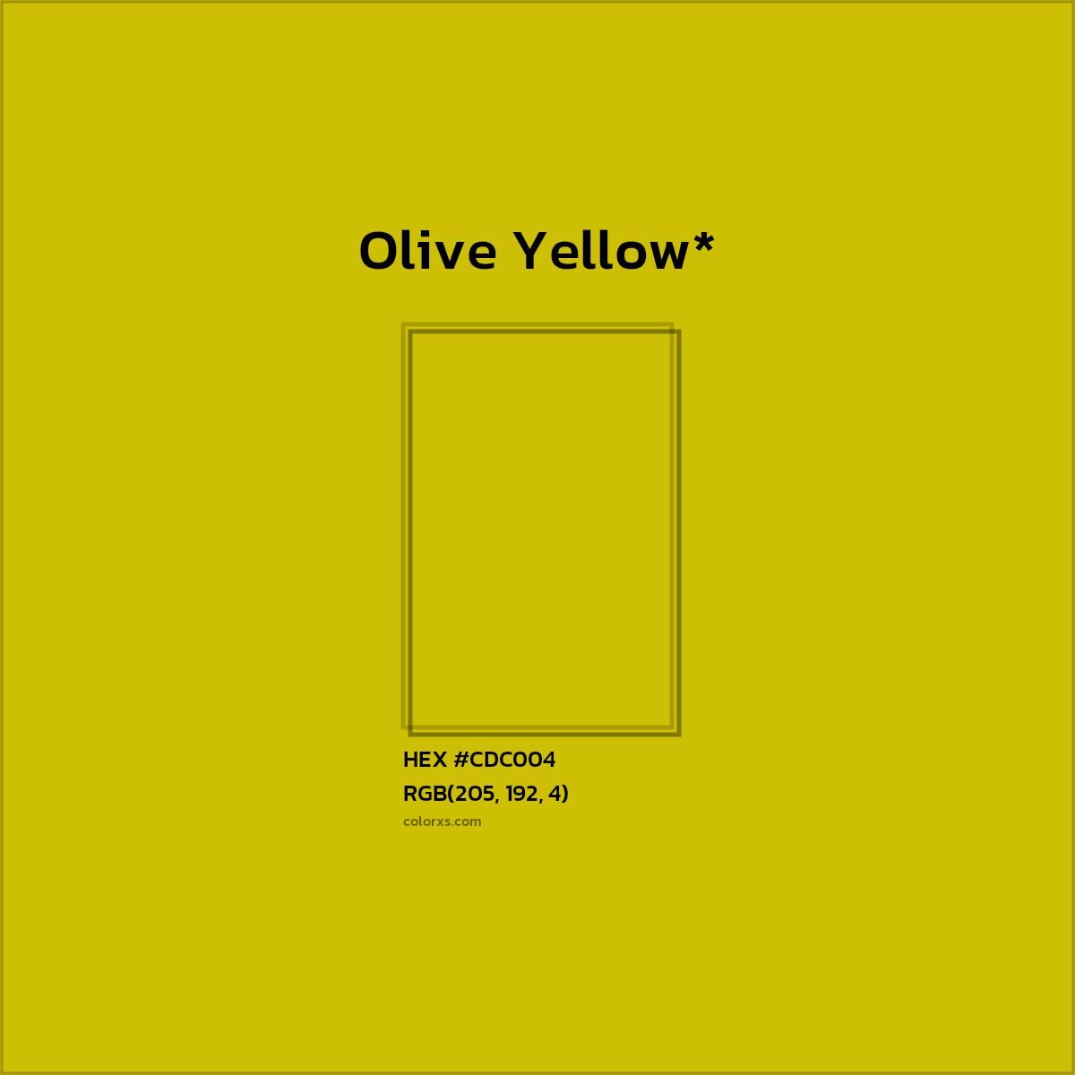#CDC004 hex color. RGB, RYB, CMYK, HSL, HSV codes and color conversions. Matching color names, palettes, paints.