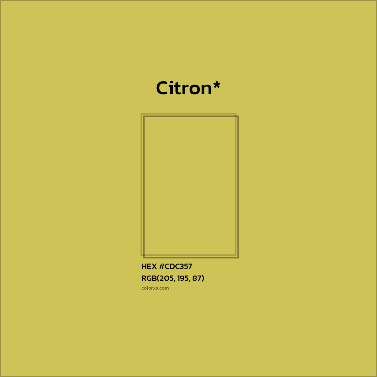 #CDC357 hex color. RGB, RYB, CMYK, HSL, HSV codes and color conversions. Matching color names, palettes, paints.
