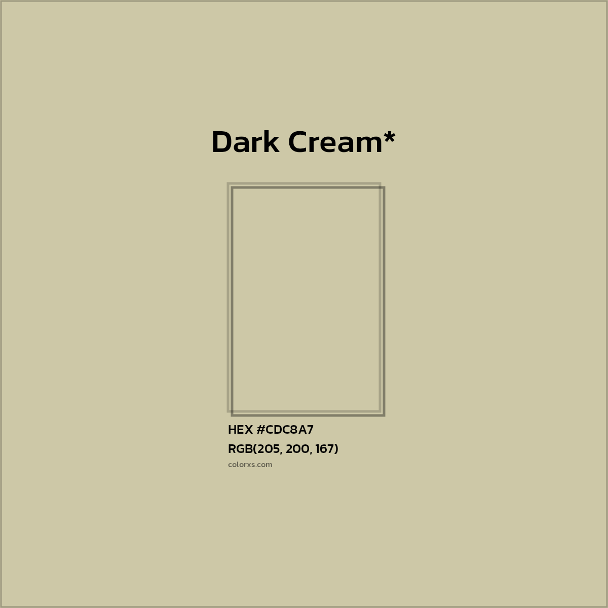 #CDC8A7 hex color. RGB, RYB, CMYK, HSL, HSV codes and color conversions. Matching color names, palettes, paints.