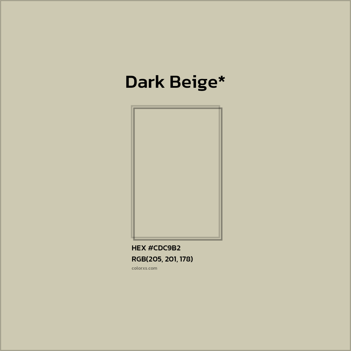 #CDC9B2 hex color. RGB, RYB, CMYK, HSL, HSV codes and color conversions. Matching color names, palettes, paints.