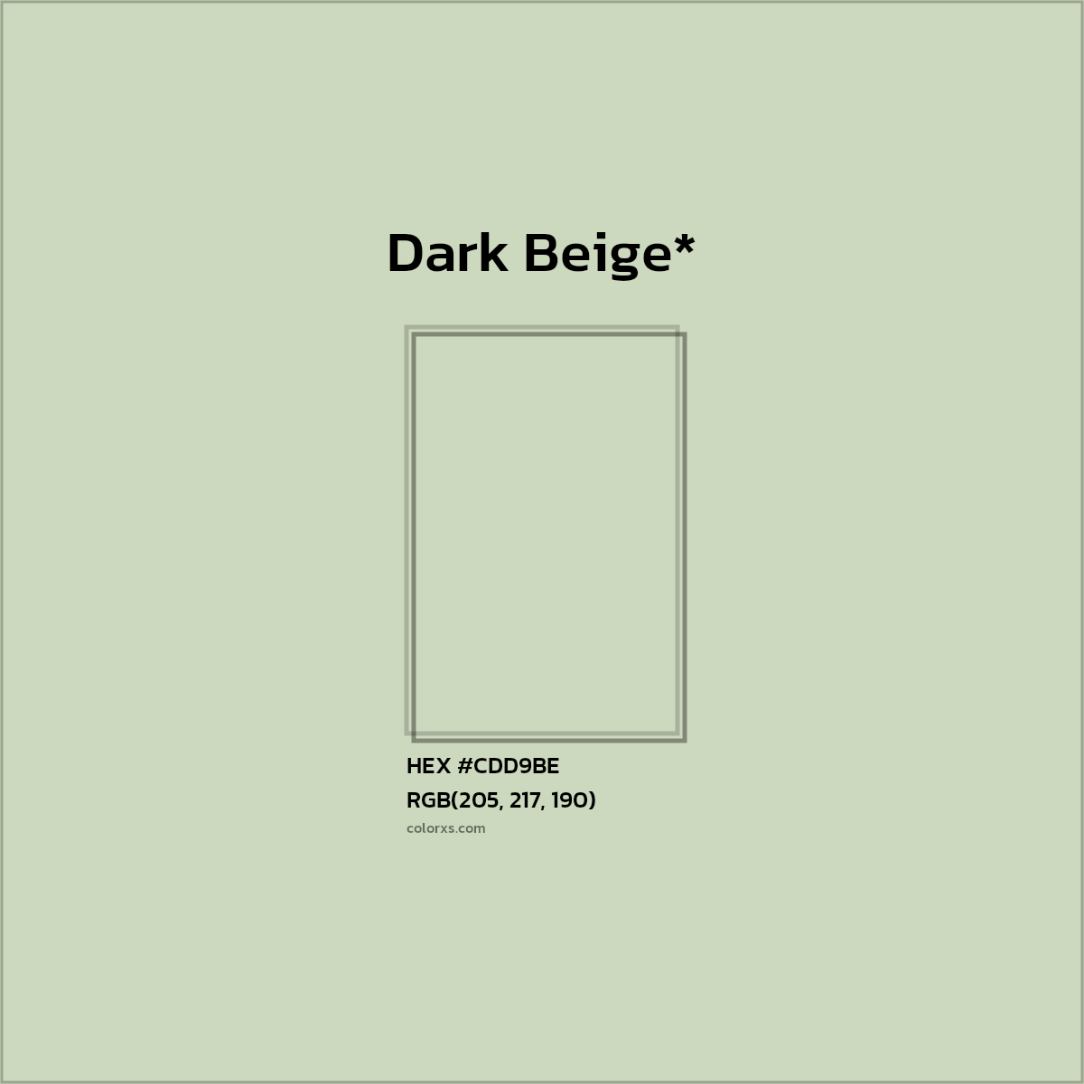 #CDD9BE hex color. RGB, RYB, CMYK, HSL, HSV codes and color conversions. Matching color names, palettes, paints.