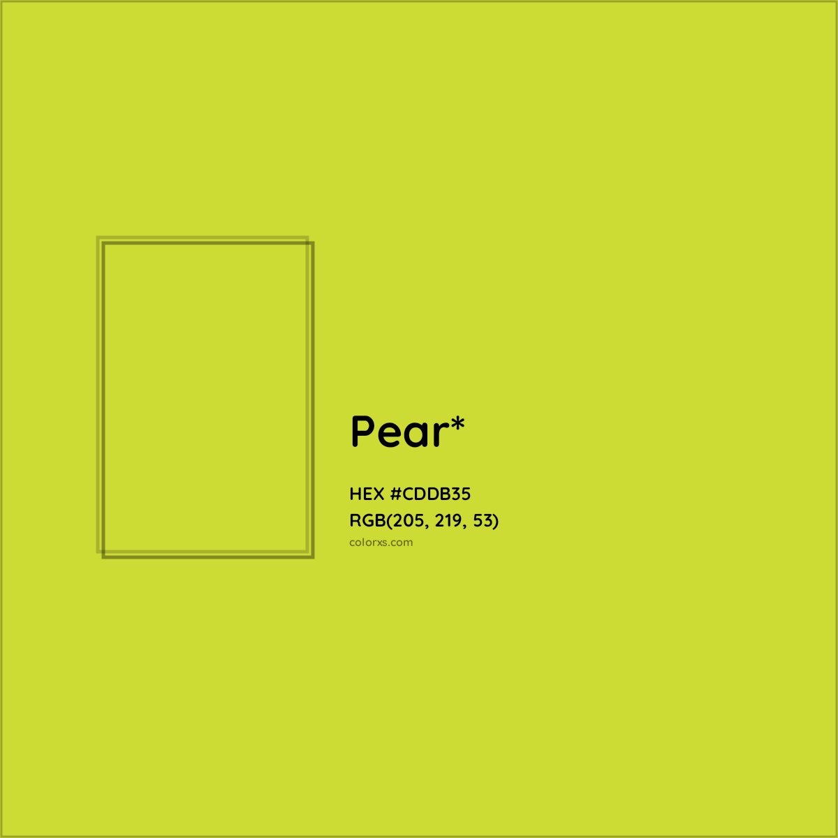 #CDDB35 hex color. RGB, RYB, CMYK, HSL, HSV codes and color conversions. Matching color names, palettes, paints.