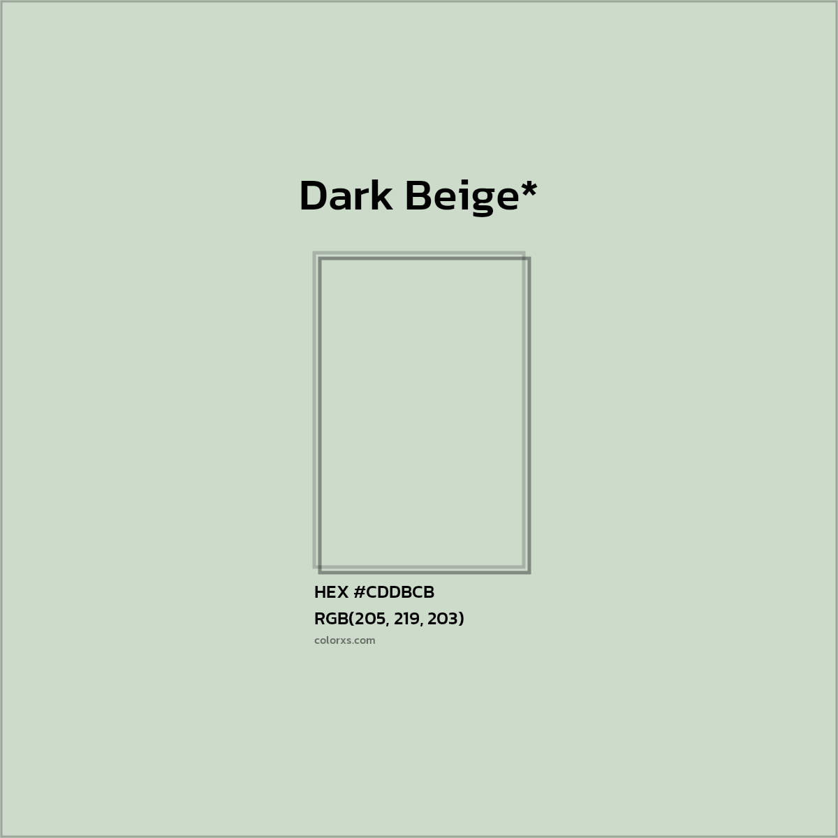 #CDDBCB hex color. RGB, RYB, CMYK, HSL, HSV codes and color conversions. Matching color names, palettes, paints.