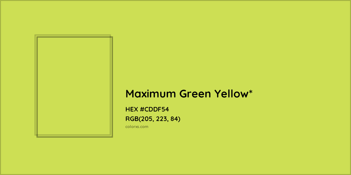 #CDDF54 hex color. RGB, RYB, CMYK, HSL, HSV codes and color conversions. Matching color names, palettes, paints.