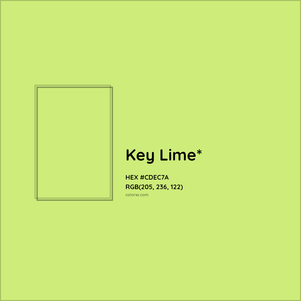 #CDEC7A hex color. RGB, RYB, CMYK, HSL, HSV codes and color conversions. Matching color names, palettes, paints.