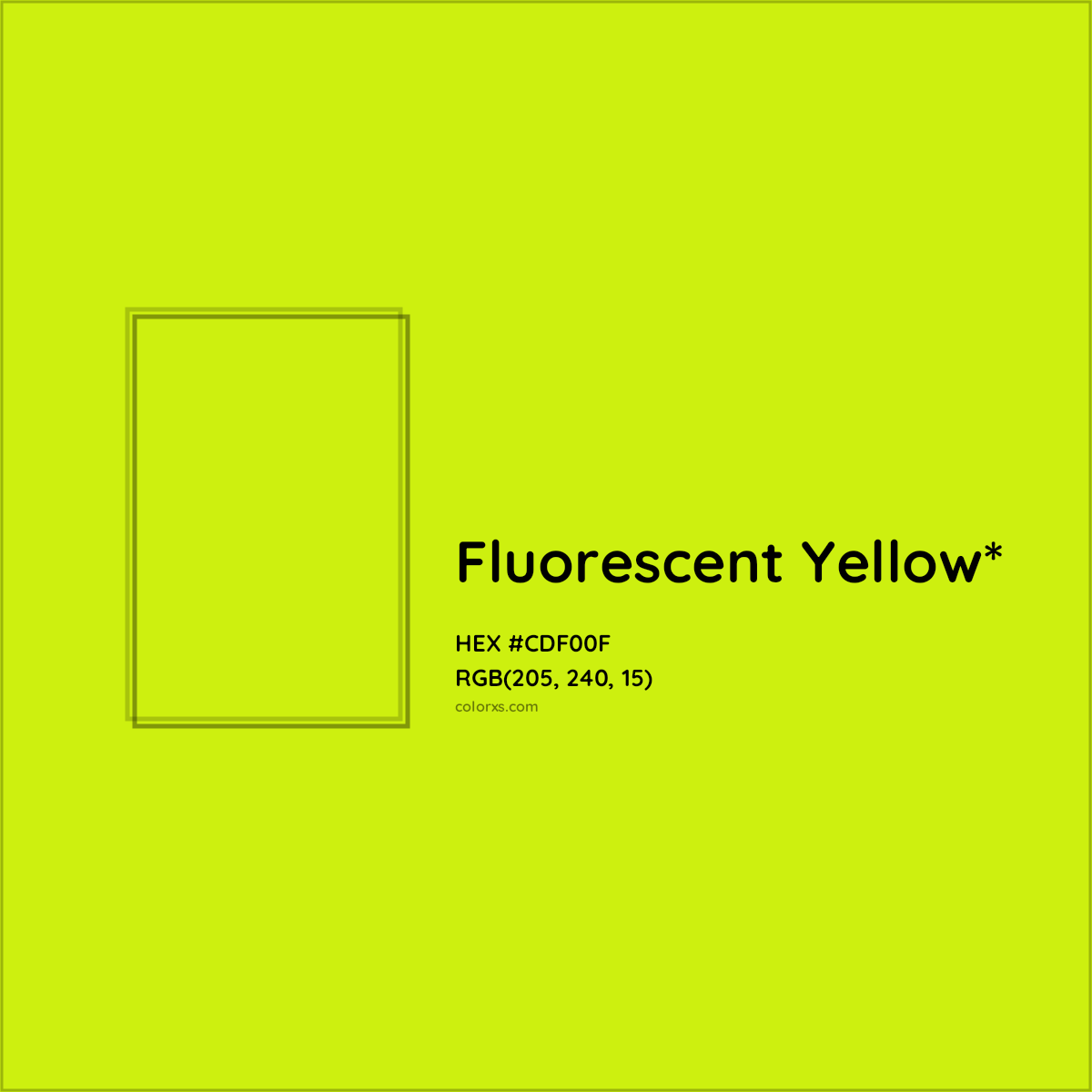 #CDF00F hex color. RGB, RYB, CMYK, HSL, HSV codes and color conversions. Matching color names, palettes, paints.