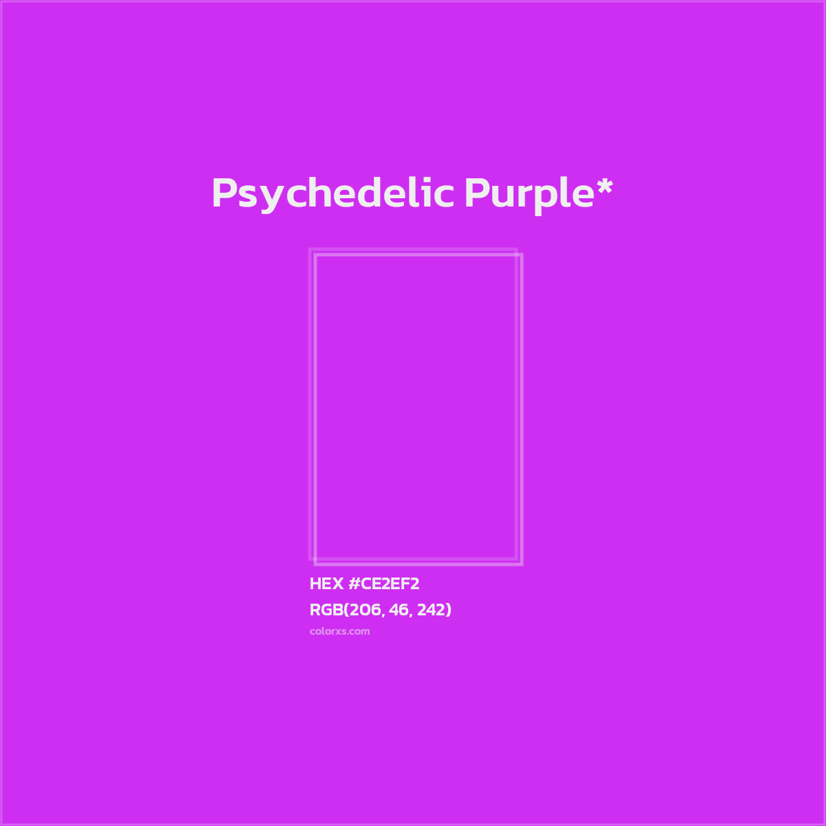 #CE2EF2 hex color. RGB, RYB, CMYK, HSL, HSV codes and color conversions. Matching color names, palettes, paints.