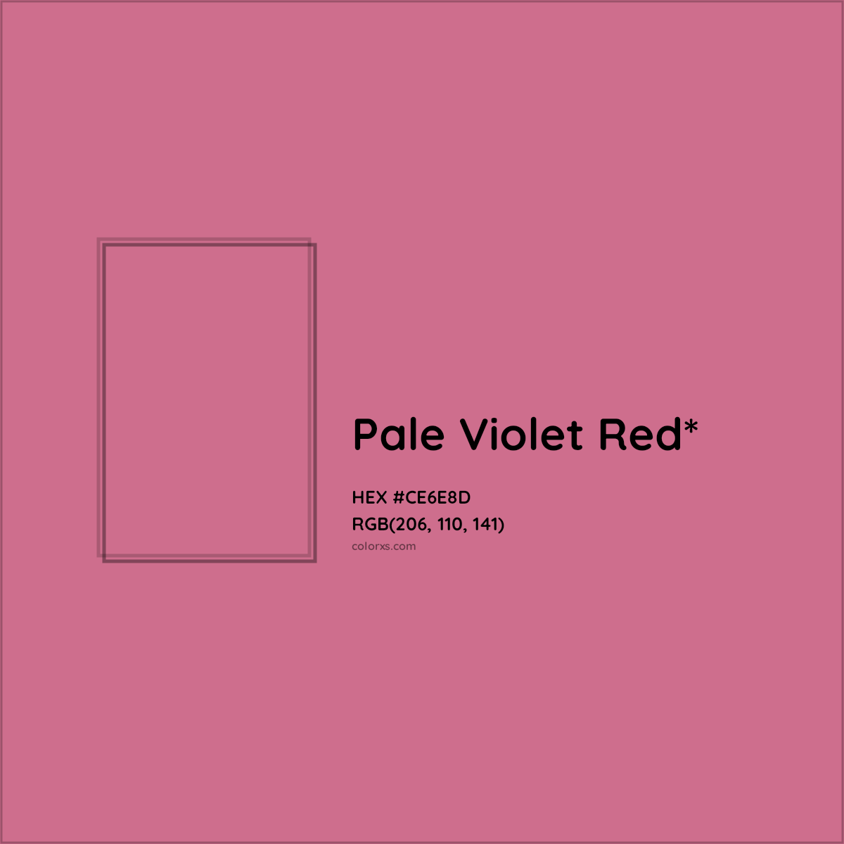 #CE6E8D hex color. RGB, RYB, CMYK, HSL, HSV codes and color conversions. Matching color names, palettes, paints.
