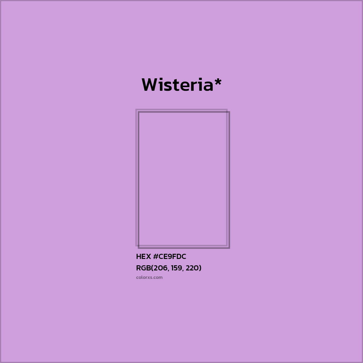 #CE9FDC hex color. RGB, RYB, CMYK, HSL, HSV codes and color conversions. Matching color names, palettes, paints.