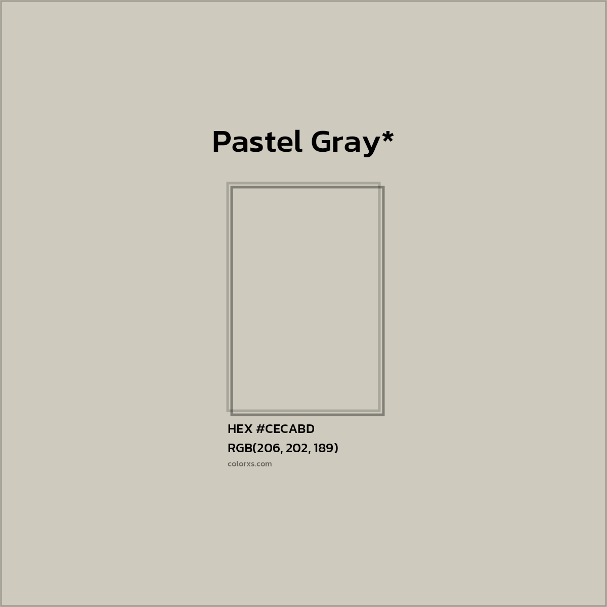 #CECABD hex color. RGB, RYB, CMYK, HSL, HSV codes and color conversions. Matching color names, palettes, paints.