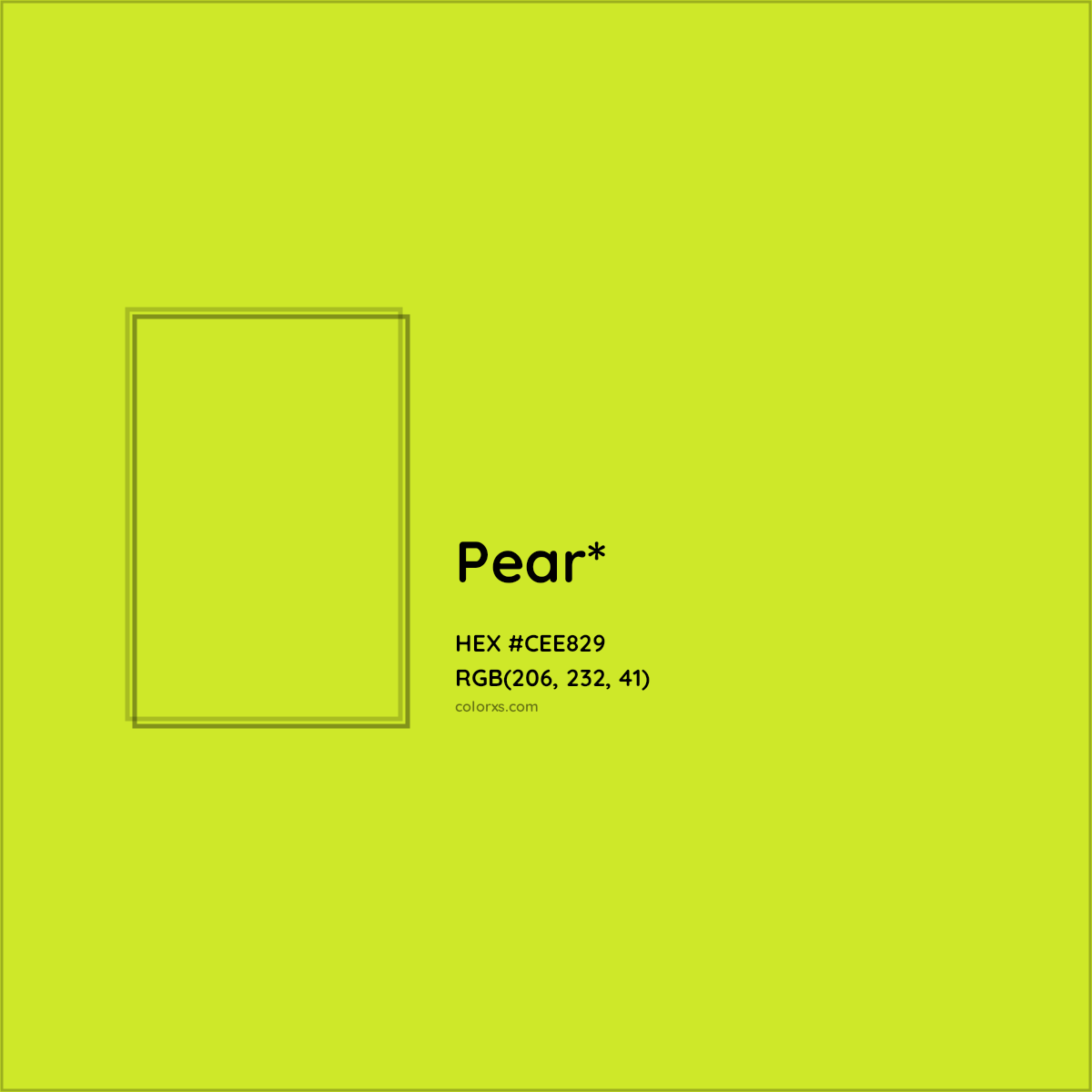 #CEE829 hex color. RGB, RYB, CMYK, HSL, HSV codes and color conversions. Matching color names, palettes, paints.
