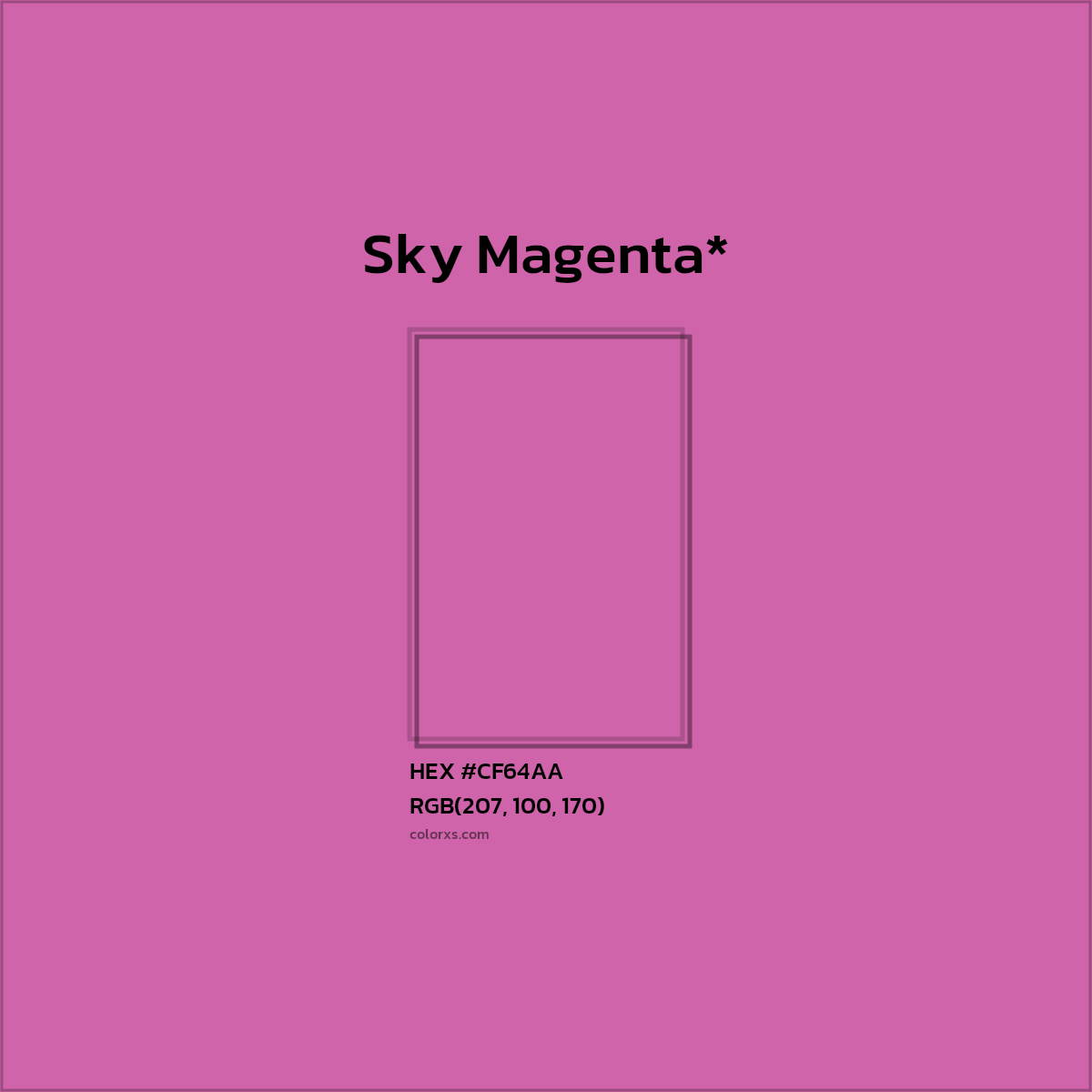 #CF64AA hex color. RGB, RYB, CMYK, HSL, HSV codes and color conversions. Matching color names, palettes, paints.