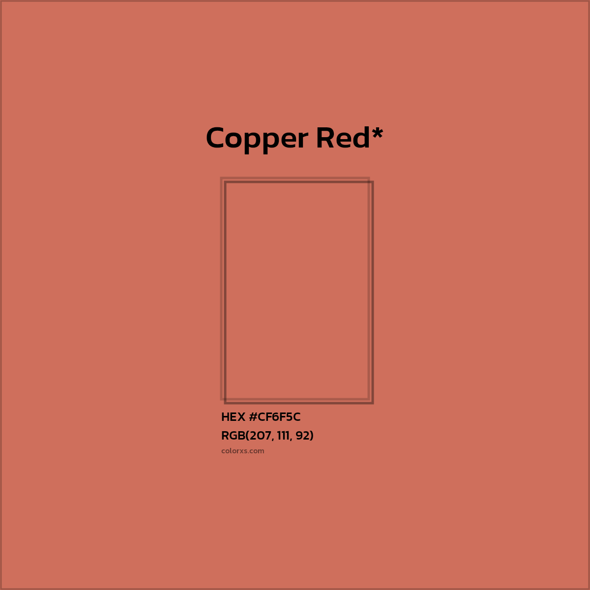 #CF6F5C hex color. RGB, RYB, CMYK, HSL, HSV codes and color conversions. Matching color names, palettes, paints.