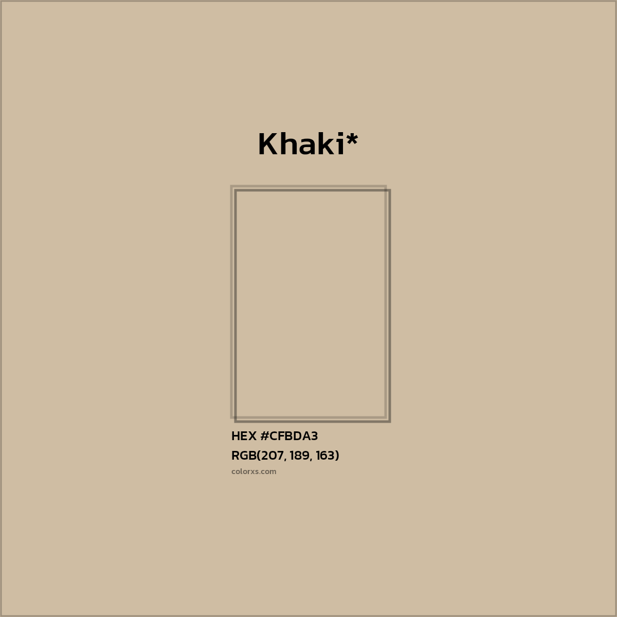 #CFBDA3 hex color. RGB, RYB, CMYK, HSL, HSV codes and color conversions. Matching color names, palettes, paints.
