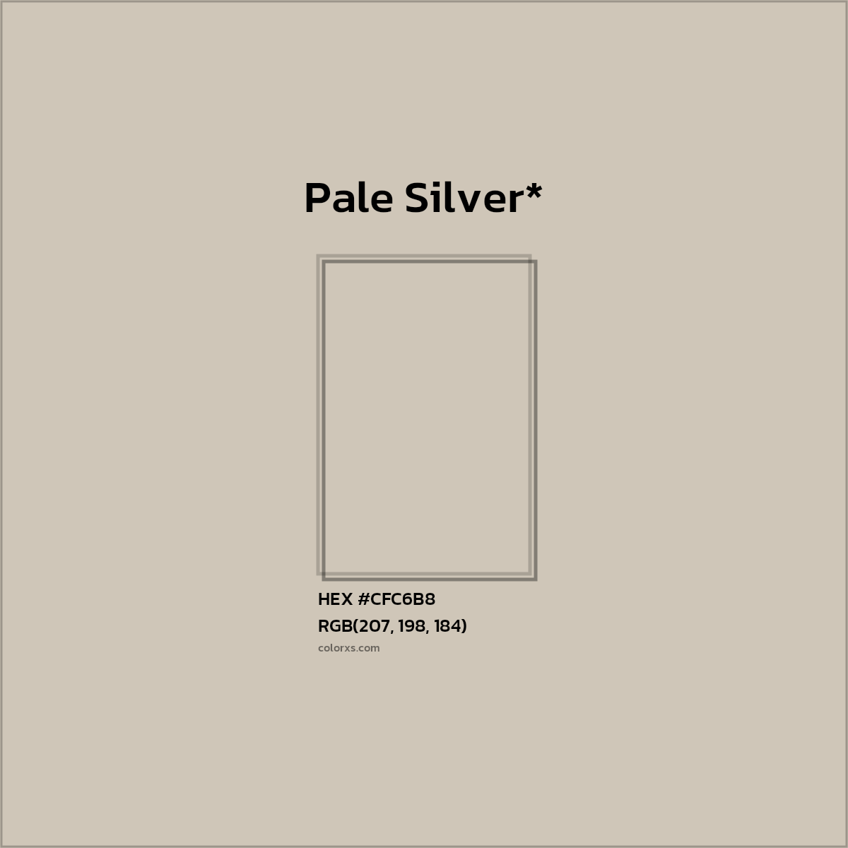 #CFC6B8 hex color. RGB, RYB, CMYK, HSL, HSV codes and color conversions. Matching color names, palettes, paints.