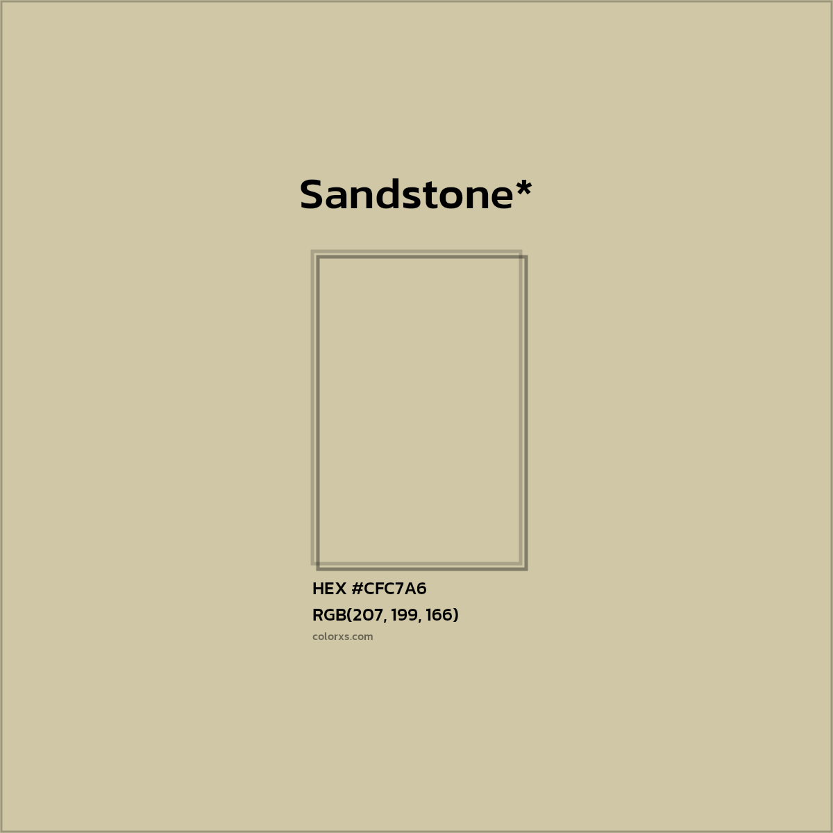 #CFC7A6 hex color. RGB, RYB, CMYK, HSL, HSV codes and color conversions. Matching color names, palettes, paints.