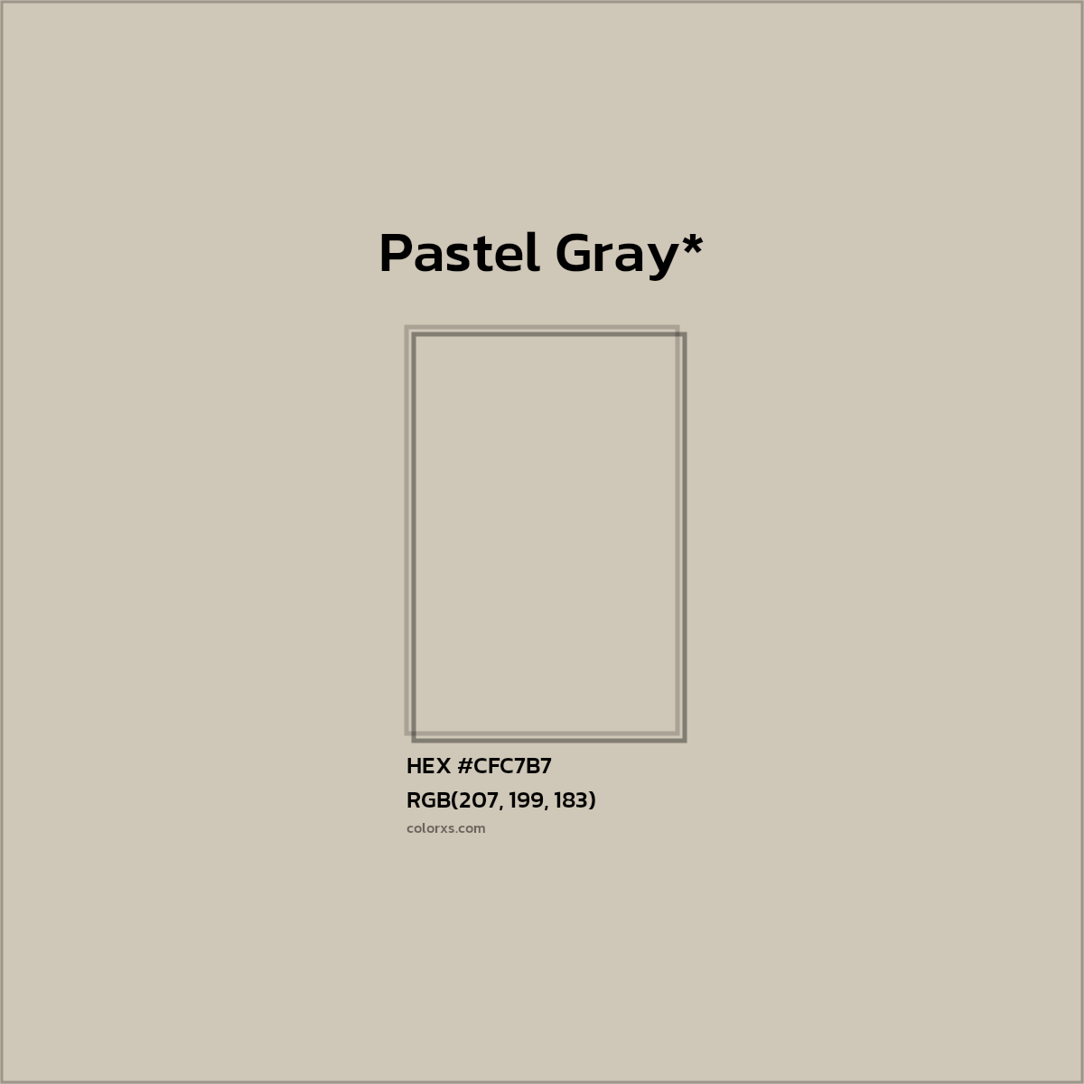#CFC7B7 hex color. RGB, RYB, CMYK, HSL, HSV codes and color conversions. Matching color names, palettes, paints.