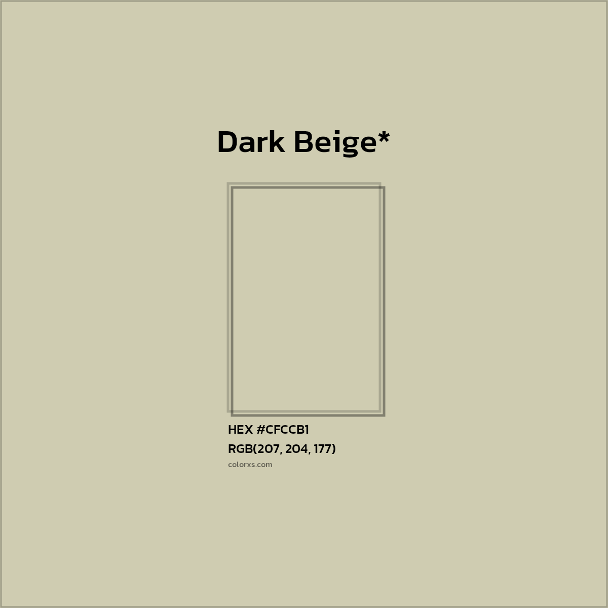 #CFCCB1 hex color. RGB, RYB, CMYK, HSL, HSV codes and color conversions. Matching color names, palettes, paints.