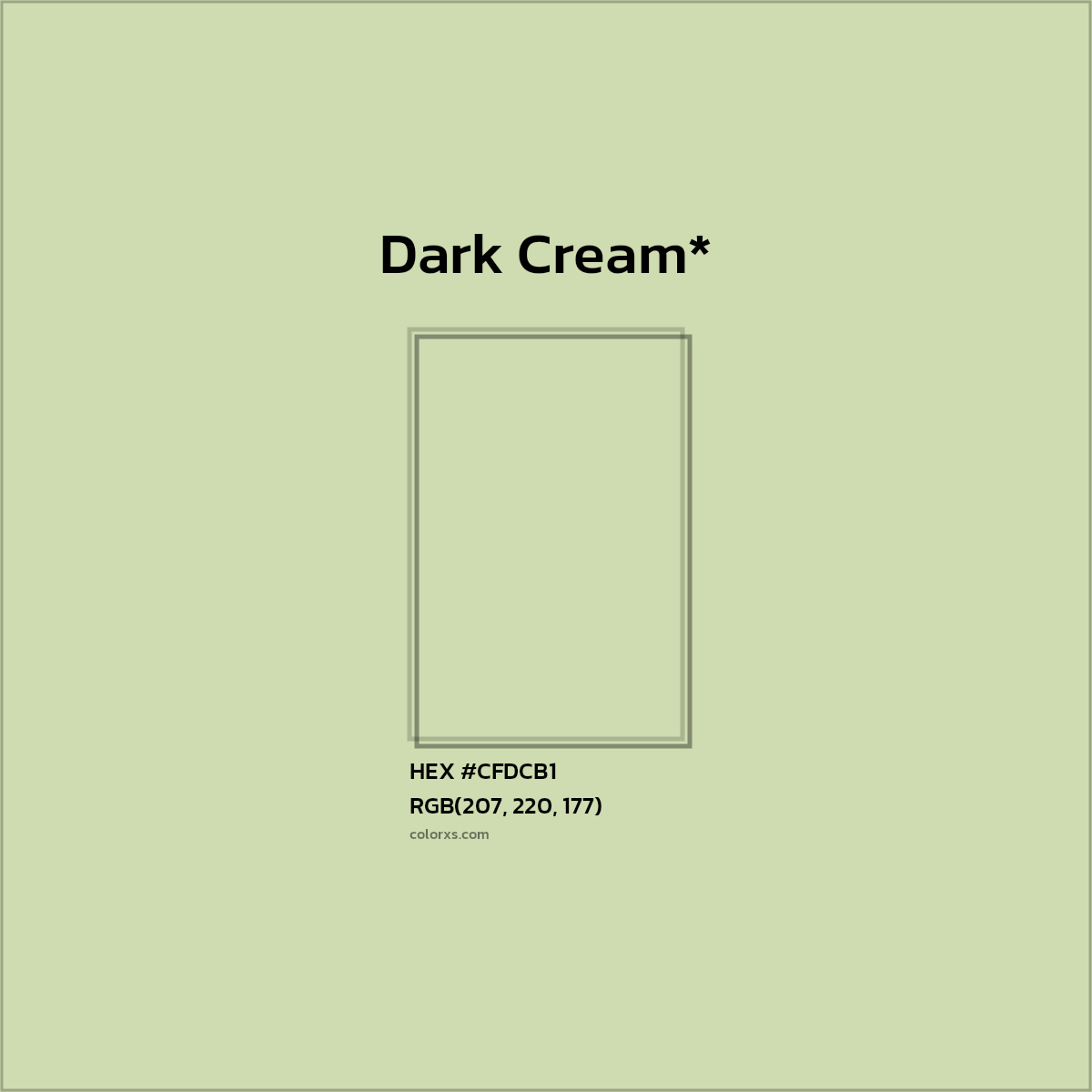 #CFDCB1 hex color. RGB, RYB, CMYK, HSL, HSV codes and color conversions. Matching color names, palettes, paints.