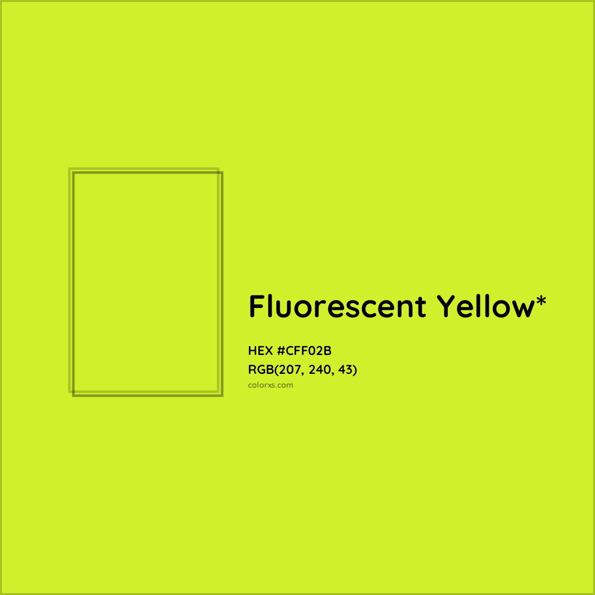 #CFF02B hex color. RGB, RYB, CMYK, HSL, HSV codes and color conversions. Matching color names, palettes, paints.