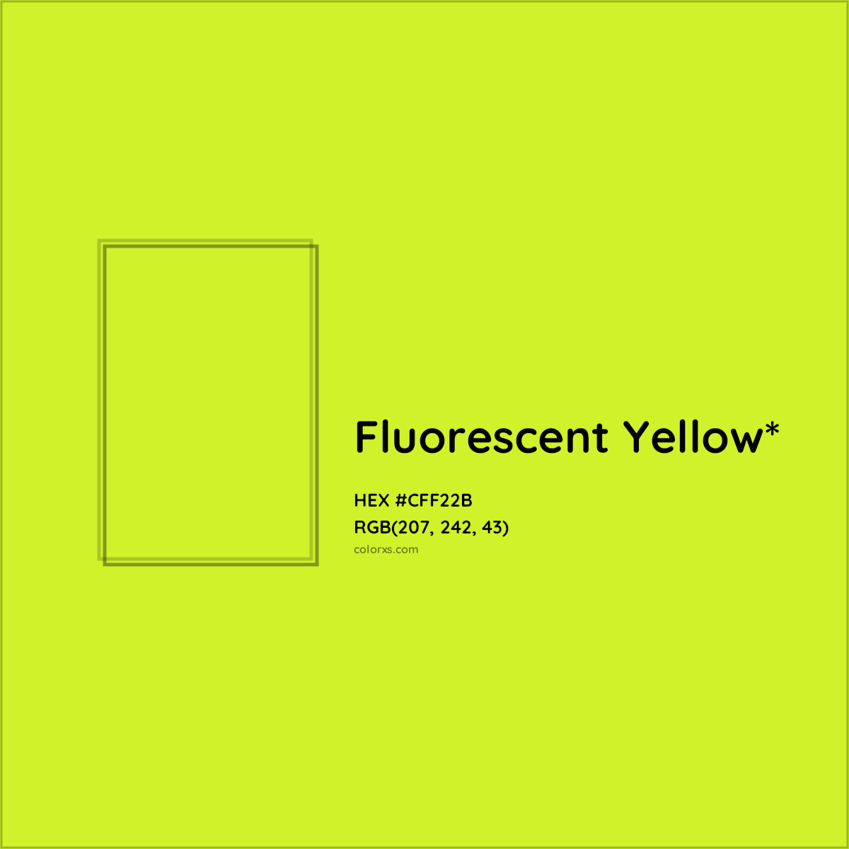 #CFF22B hex color. RGB, RYB, CMYK, HSL, HSV codes and color conversions. Matching color names, palettes, paints.