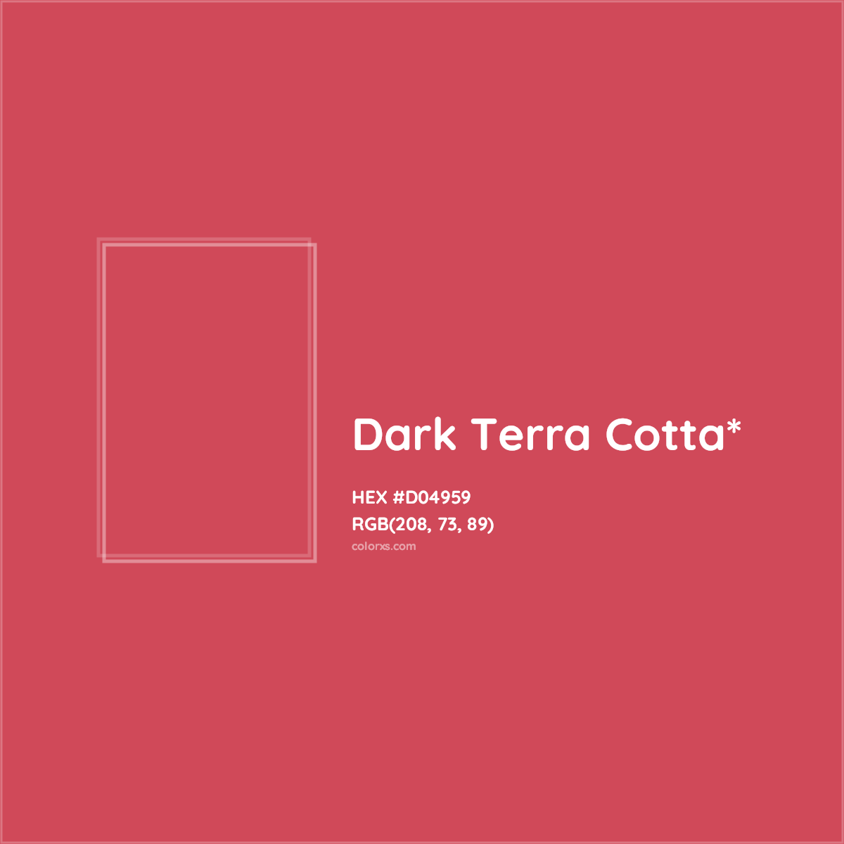 #D04959 hex color. RGB, RYB, CMYK, HSL, HSV codes and color conversions. Matching color names, palettes, paints.