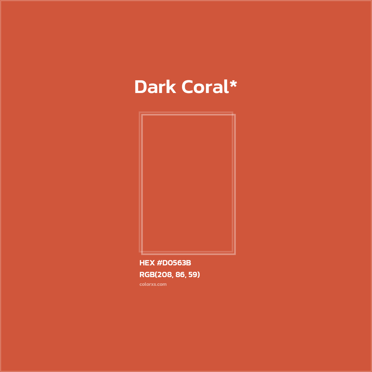 #D0563B hex color. RGB, RYB, CMYK, HSL, HSV codes and color conversions. Matching color names, palettes, paints.