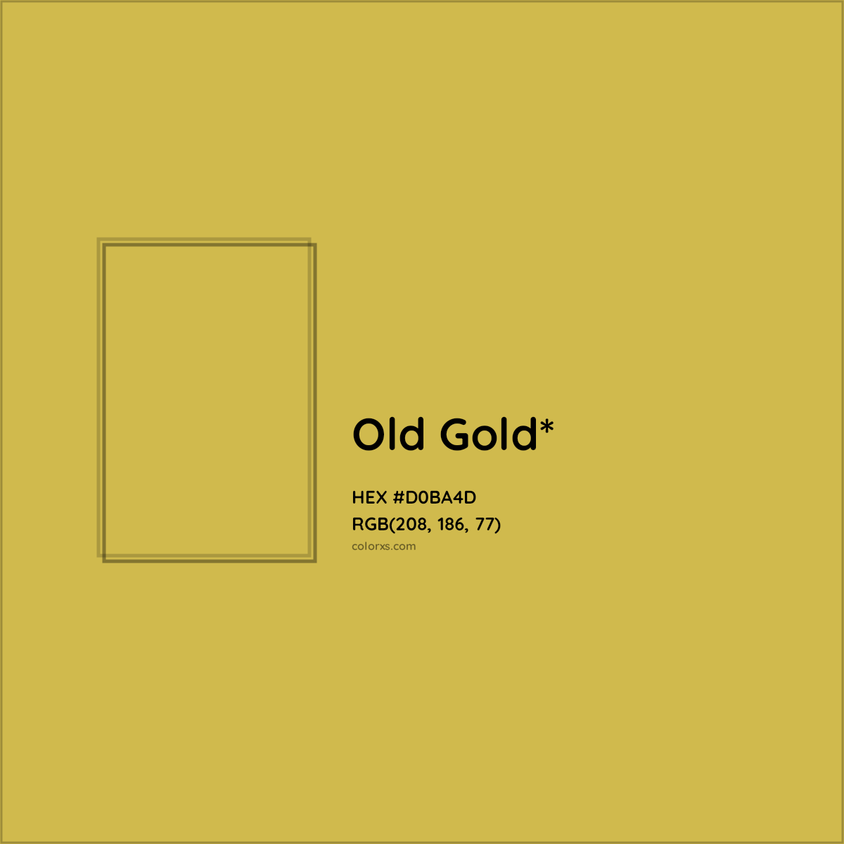 #D0BA4D hex color. RGB, RYB, CMYK, HSL, HSV codes and color conversions. Matching color names, palettes, paints.