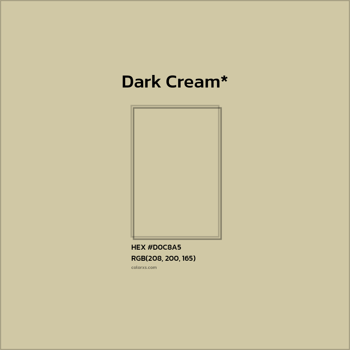 #D0C8A5 hex color. RGB, RYB, CMYK, HSL, HSV codes and color conversions. Matching color names, palettes, paints.