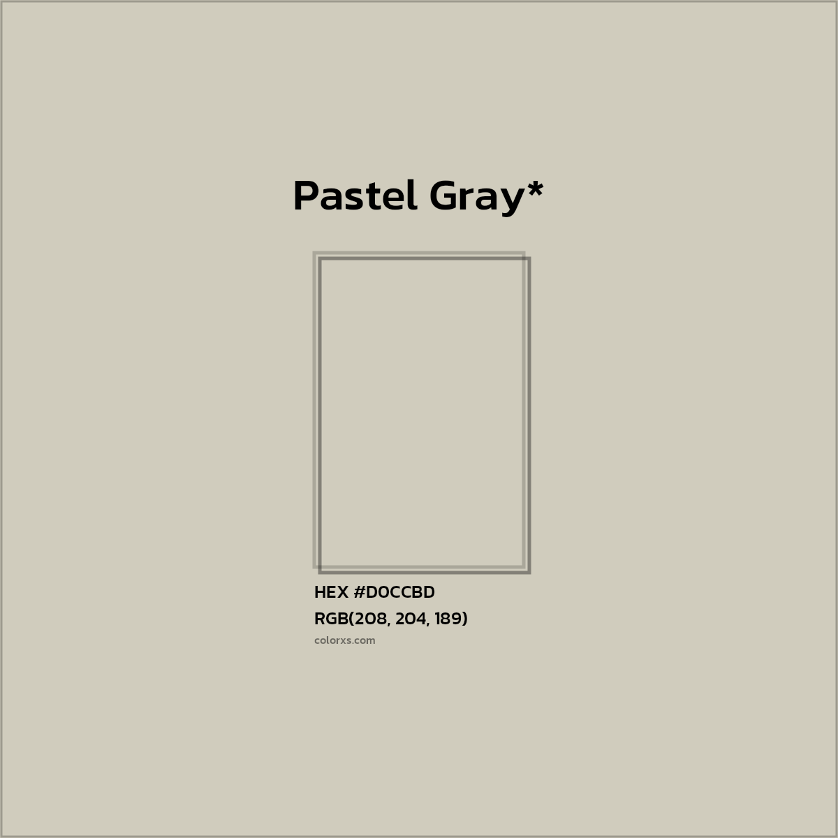 #D0CCBD hex color. RGB, RYB, CMYK, HSL, HSV codes and color conversions. Matching color names, palettes, paints.