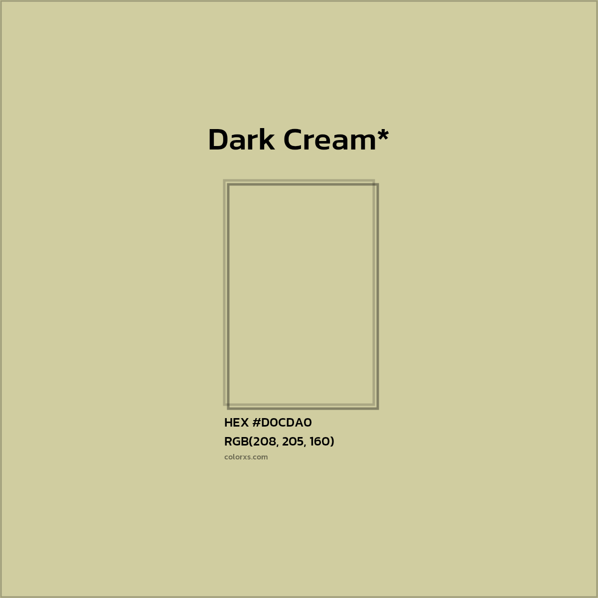 #D0CDA0 hex color. RGB, RYB, CMYK, HSL, HSV codes and color conversions. Matching color names, palettes, paints.