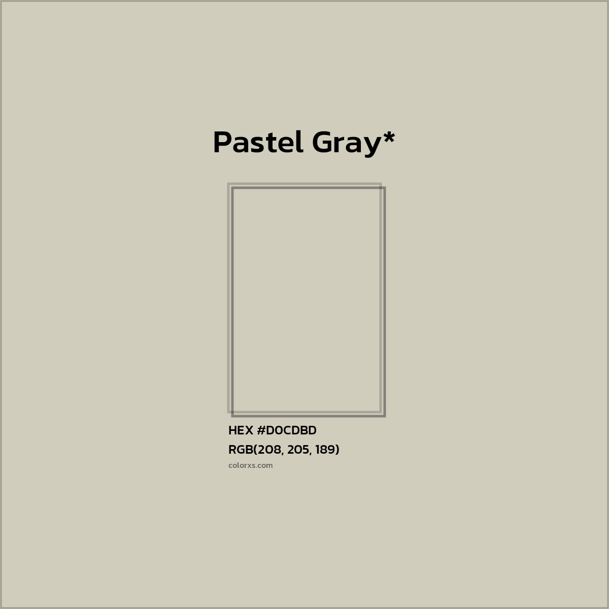 #D0CDBD hex color. RGB, RYB, CMYK, HSL, HSV codes and color conversions. Matching color names, palettes, paints.