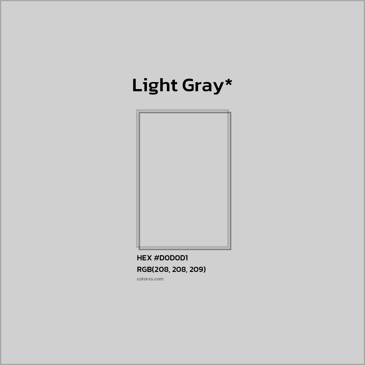 #D0D0D1 hex color. RGB, RYB, CMYK, HSL, HSV codes and color conversions. Matching color names, palettes, paints.