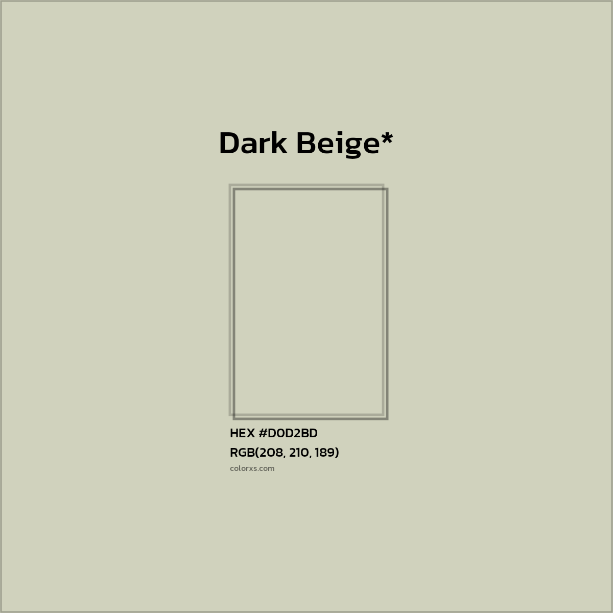 #D0D2BD hex color. RGB, RYB, CMYK, HSL, HSV codes and color conversions. Matching color names, palettes, paints.