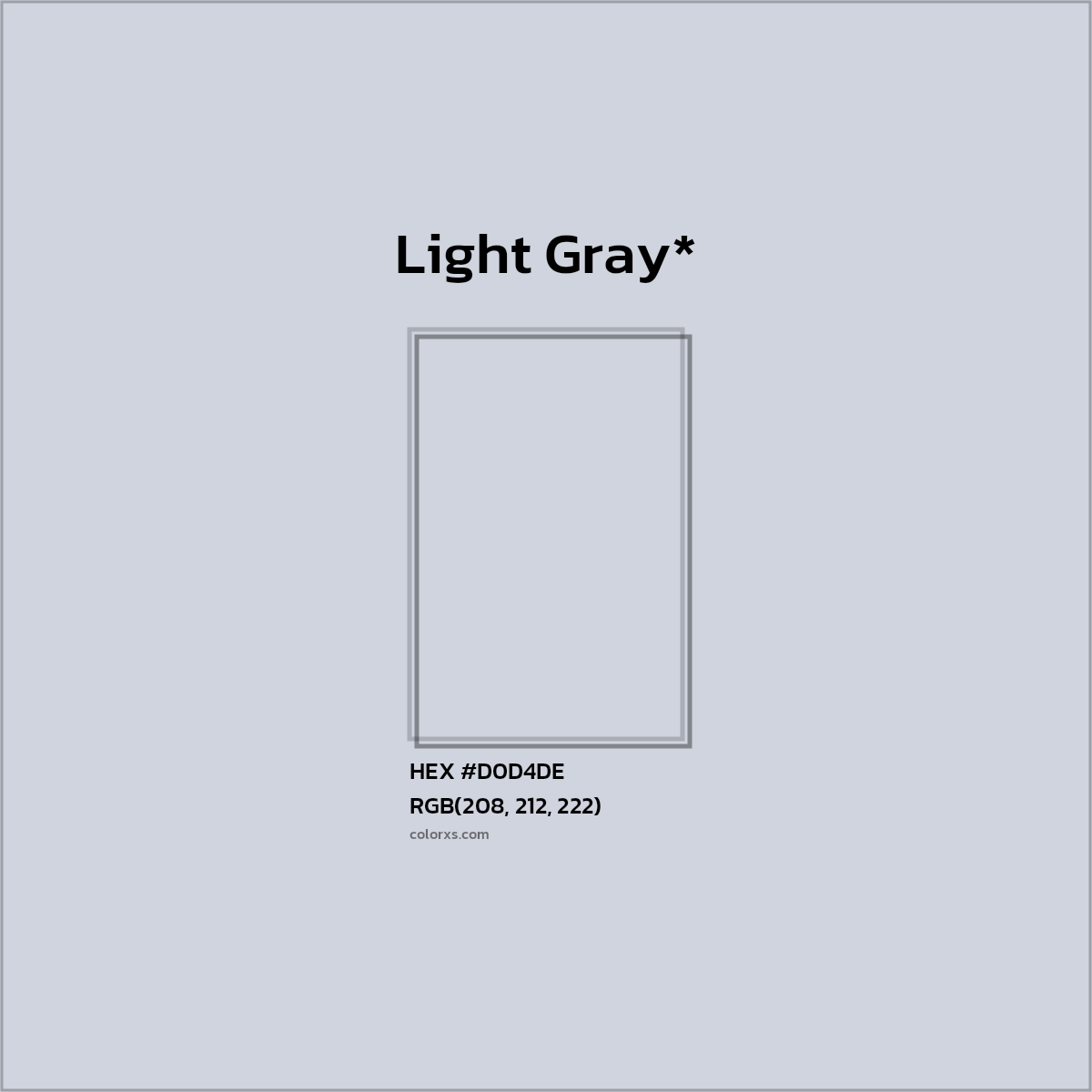 #D0D4DE hex color. RGB, RYB, CMYK, HSL, HSV codes and color conversions. Matching color names, palettes, paints.