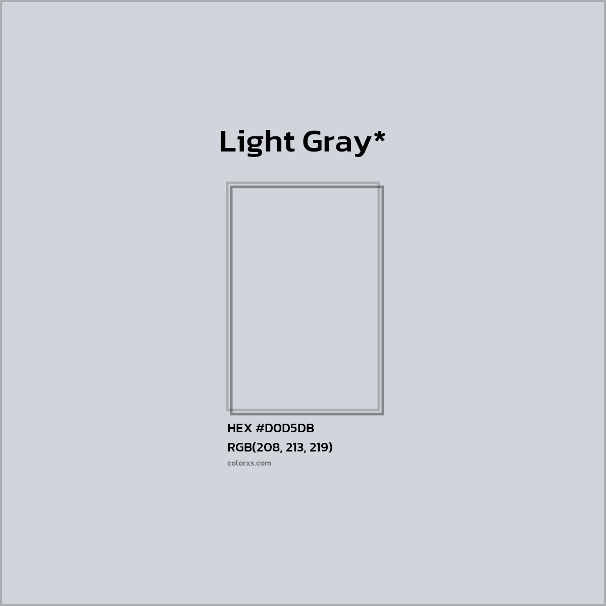 #D0D5DB hex color. RGB, RYB, CMYK, HSL, HSV codes and color conversions. Matching color names, palettes, paints.