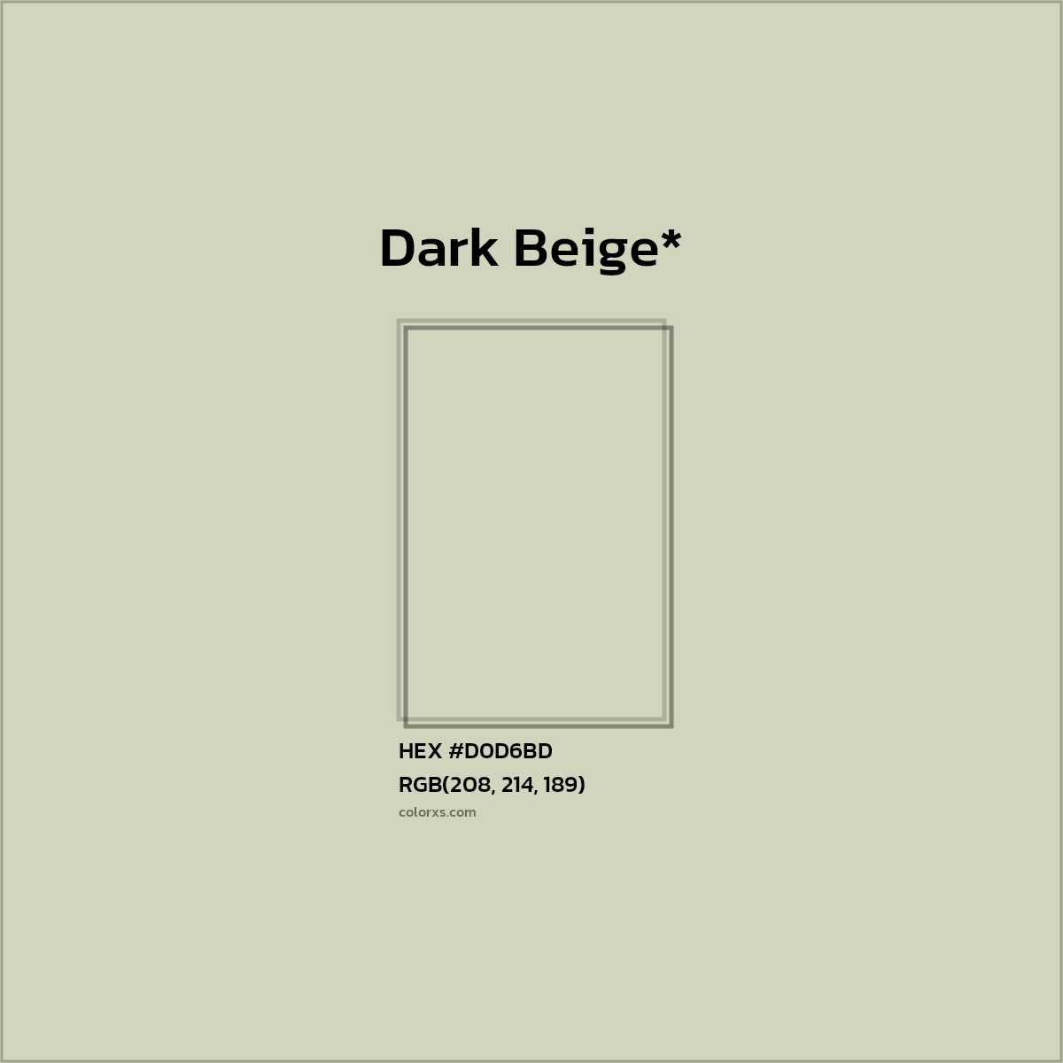 #D0D6BD hex color. RGB, RYB, CMYK, HSL, HSV codes and color conversions. Matching color names, palettes, paints.