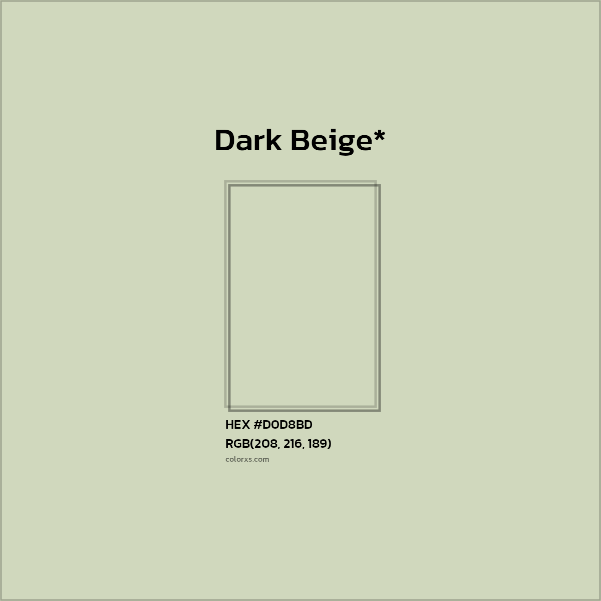 #D0D8BD hex color. RGB, RYB, CMYK, HSL, HSV codes and color conversions. Matching color names, palettes, paints.