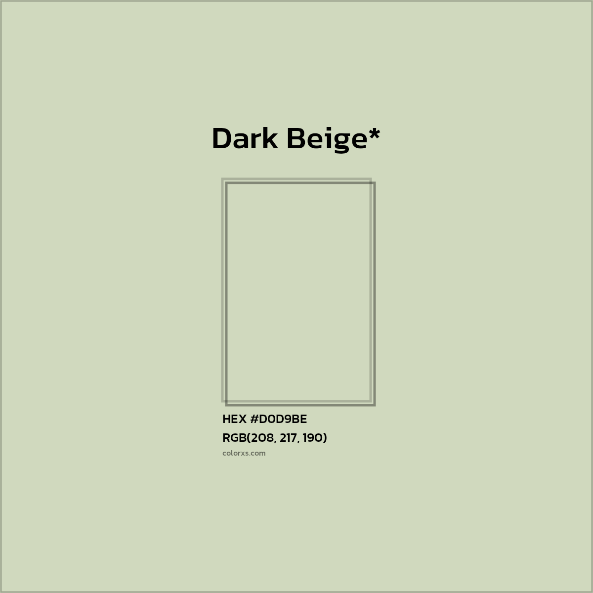 #D0D9BE hex color. RGB, RYB, CMYK, HSL, HSV codes and color conversions. Matching color names, palettes, paints.