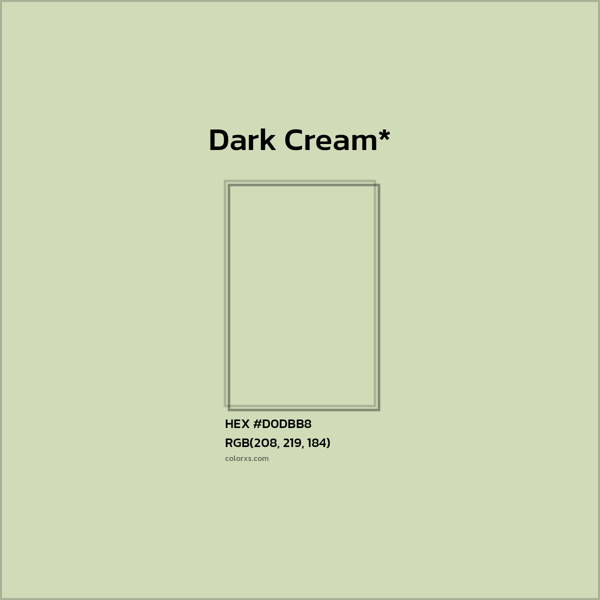 #D0DBB8 hex color. RGB, RYB, CMYK, HSL, HSV codes and color conversions. Matching color names, palettes, paints.