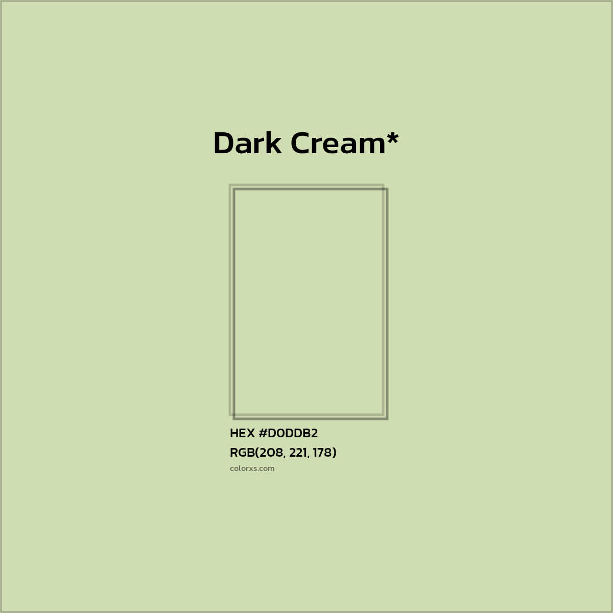 #D0DDB2 hex color. RGB, RYB, CMYK, HSL, HSV codes and color conversions. Matching color names, palettes, paints.