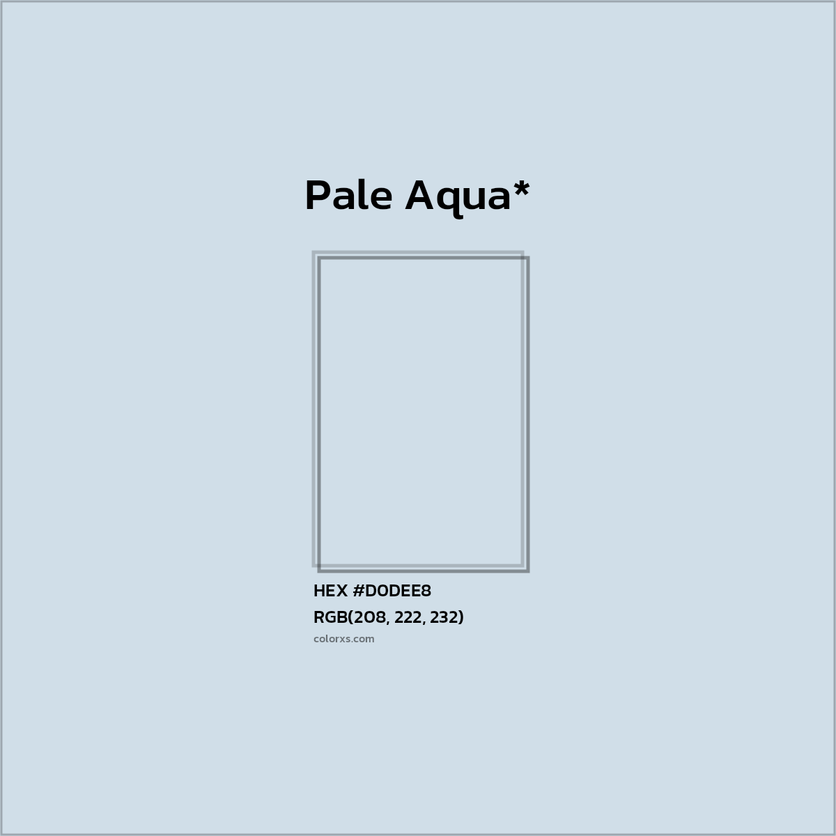 #D0DEE8 hex color. RGB, RYB, CMYK, HSL, HSV codes and color conversions. Matching color names, palettes, paints.
