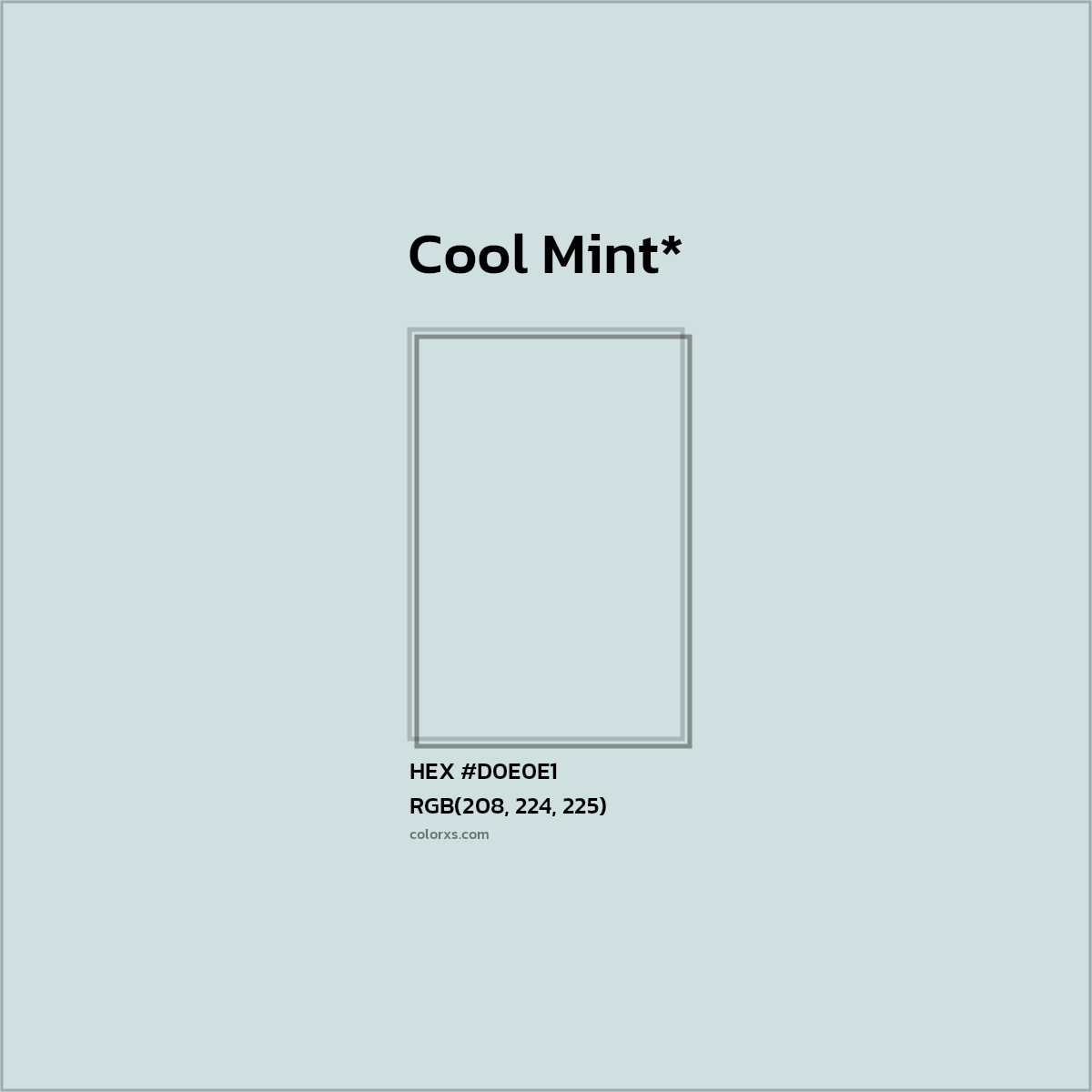 #D0E0E1 hex color. RGB, RYB, CMYK, HSL, HSV codes and color conversions. Matching color names, palettes, paints.