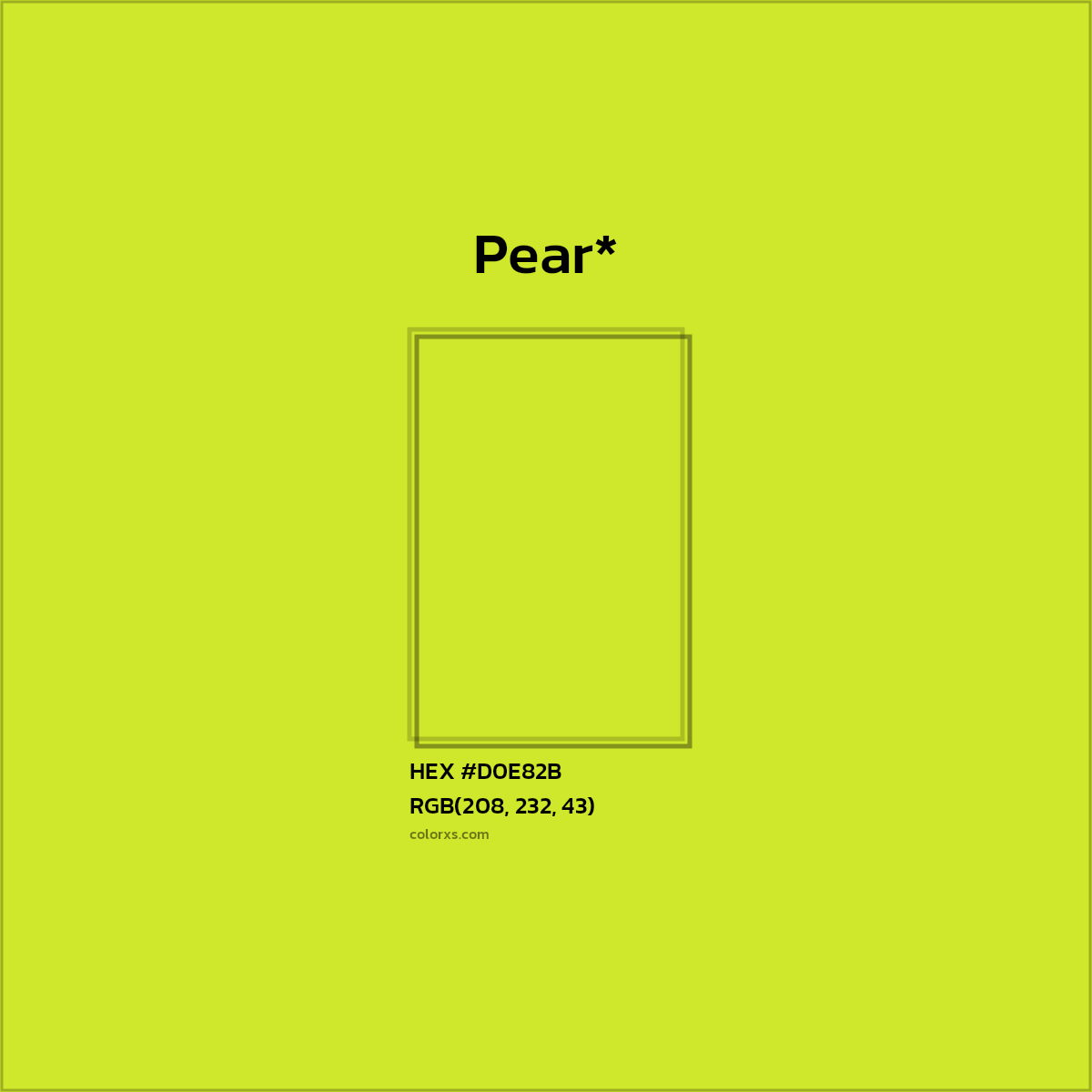#D0E82B hex color. RGB, RYB, CMYK, HSL, HSV codes and color conversions. Matching color names, palettes, paints.