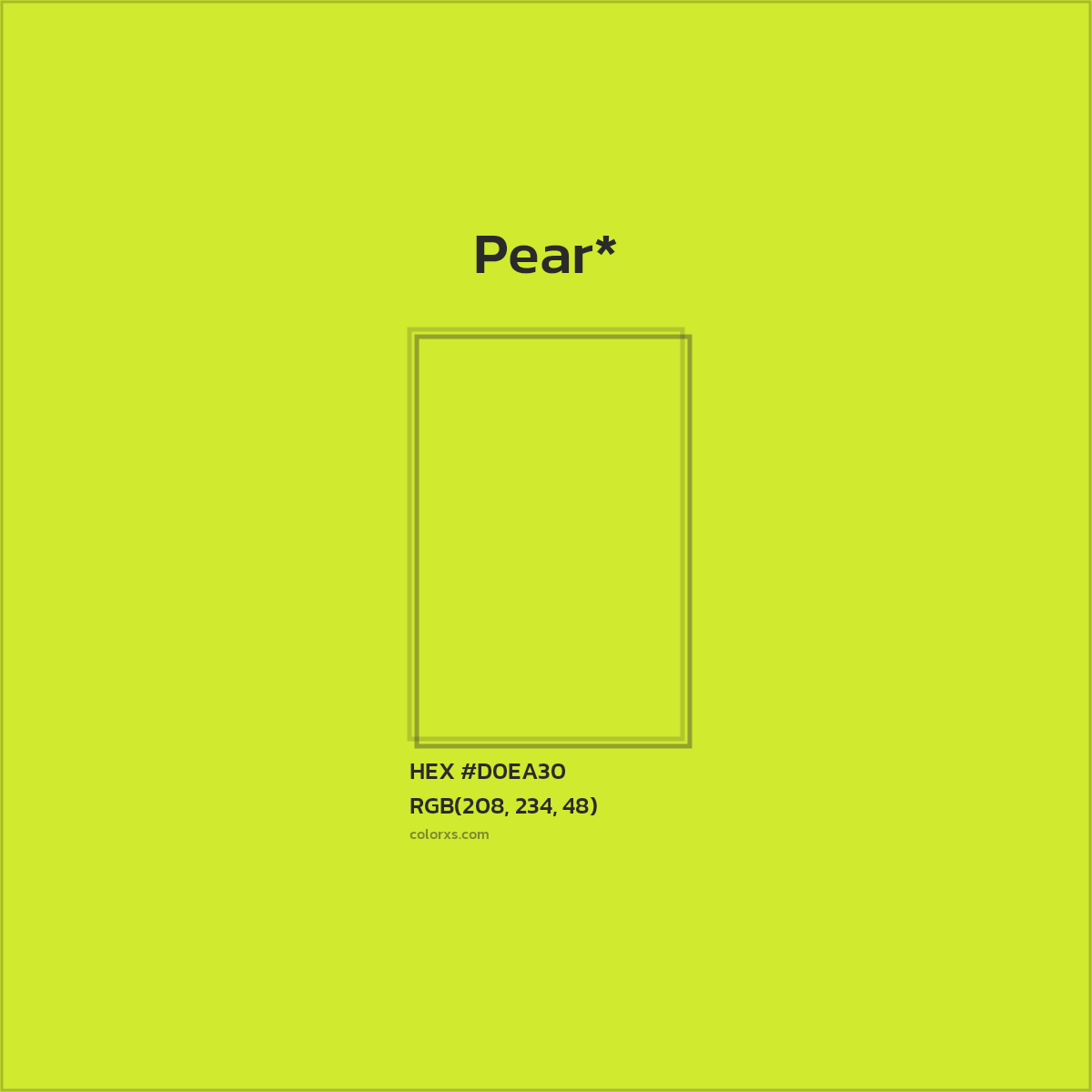 #D0EA30 hex color. RGB, RYB, CMYK, HSL, HSV codes and color conversions. Matching color names, palettes, paints.