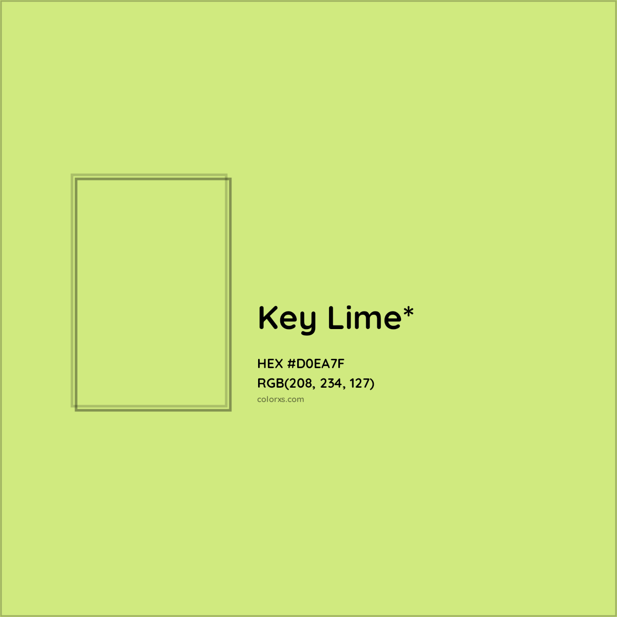 #D0EA7F hex color. RGB, RYB, CMYK, HSL, HSV codes and color conversions. Matching color names, palettes, paints.