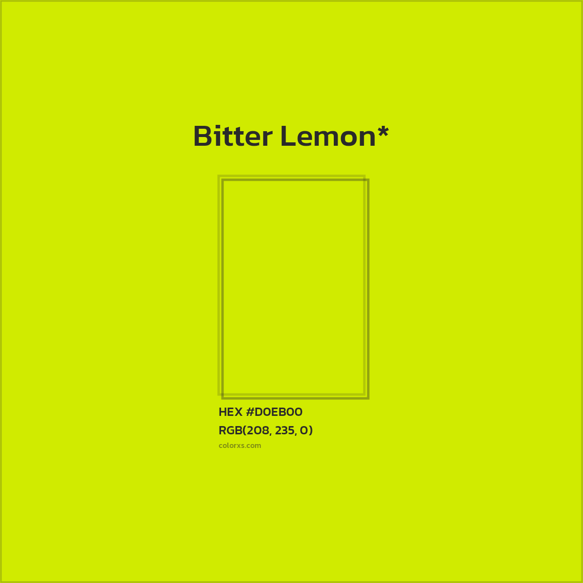 #D0EB00 hex color. RGB, RYB, CMYK, HSL, HSV codes and color conversions. Matching color names, palettes, paints.