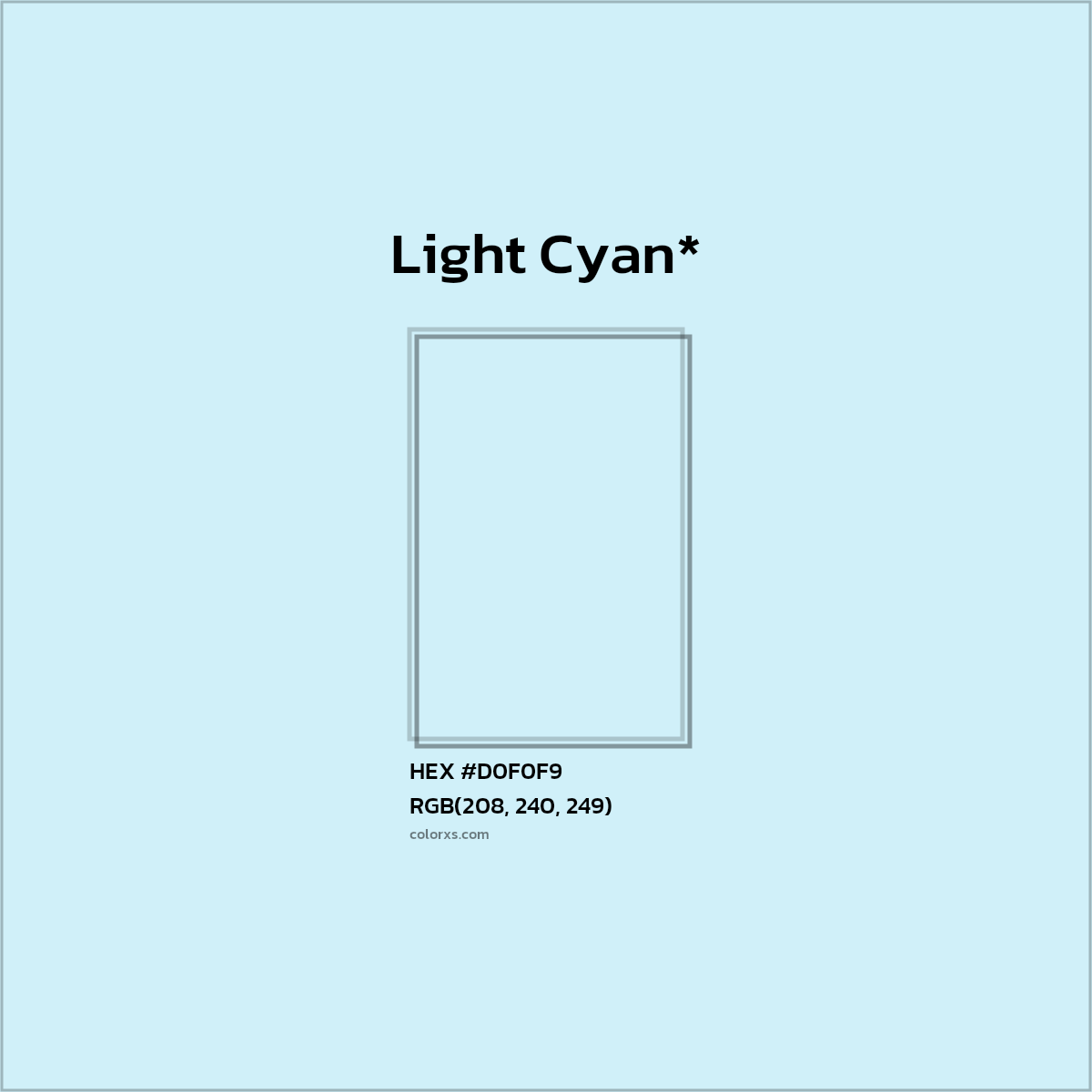 #D0F0F9 hex color. RGB, RYB, CMYK, HSL, HSV codes and color conversions. Matching color names, palettes, paints.