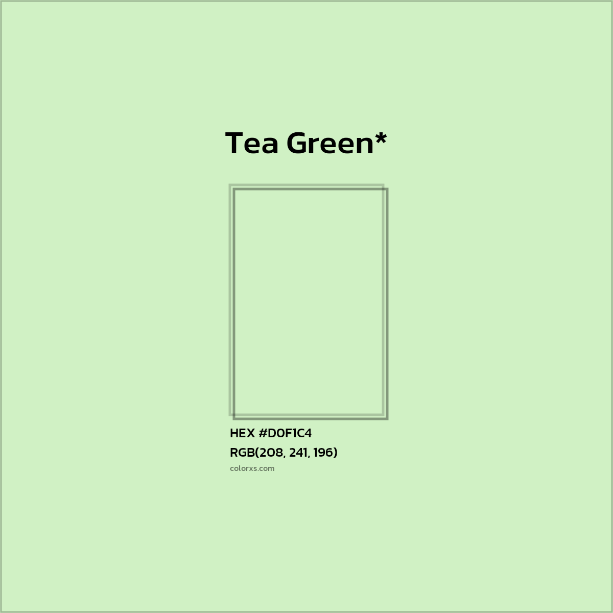 #D0F1C4 hex color. RGB, RYB, CMYK, HSL, HSV codes and color conversions. Matching color names, palettes, paints.