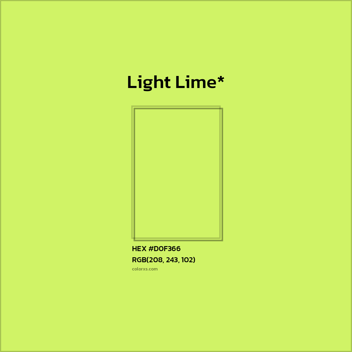 #D0F366 hex color. RGB, RYB, CMYK, HSL, HSV codes and color conversions. Matching color names, palettes, paints.